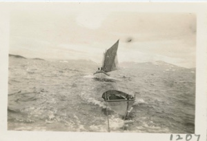 Image of Towing Eskimo [Inuit] boat
